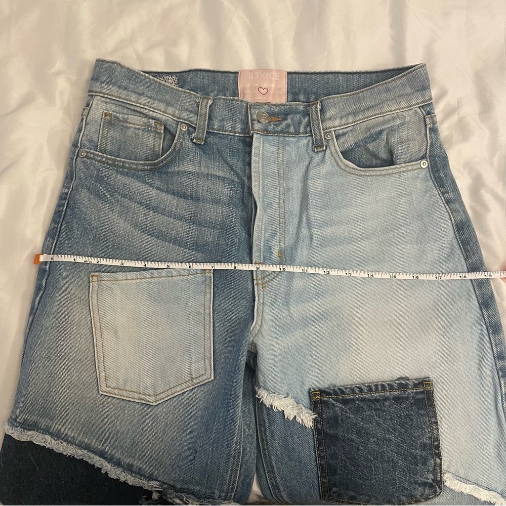 REVICE  Love at first sight  button Fly Patchwork Blue Jeans Women’s size 30 - Picture 7 of 14